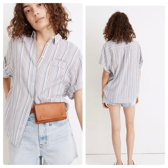 Madewell Chronicle Shirt in Rainbow Stripe Size Small - Picture 1 of 11